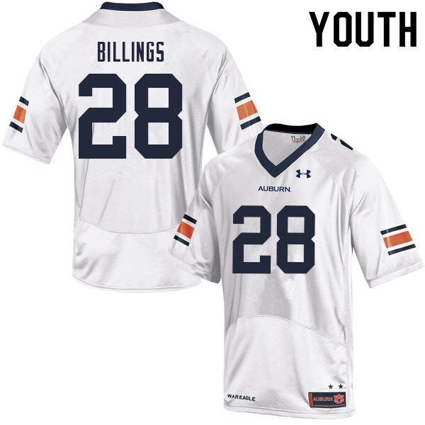 Youth #28 Jackson Billings Auburn Tigers College Football Jerseys Sale-White